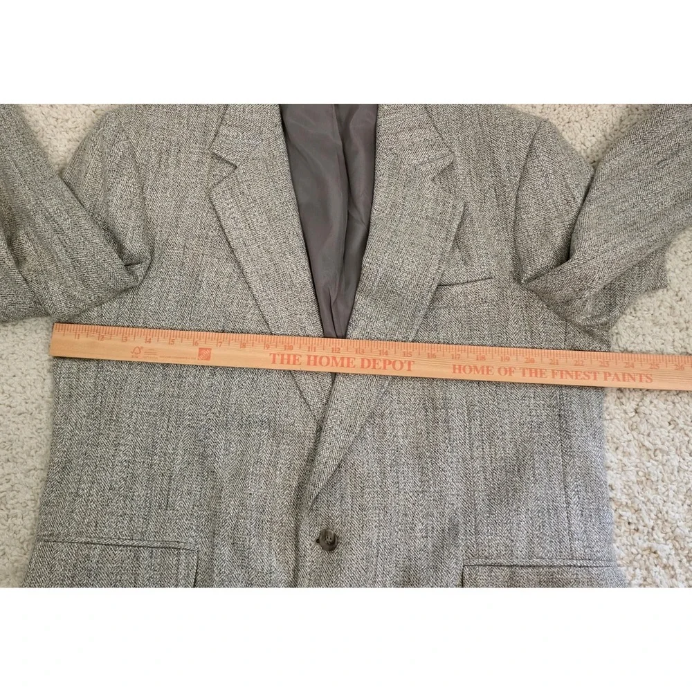 Haggar Imperial Blazer Mens 48 Brown Herringbone Wool Silk Sport Coat Jacket